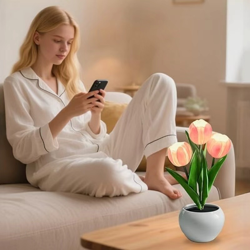 Tulip Lamp - LED Replica Tulip Table Lamp With Flower Vase For Desktop Decoration,Suitable For Home,living Room,desktop Decoration,holiday Gifts,atmosphere Decoration Lamps,Powered By USB – Image 10