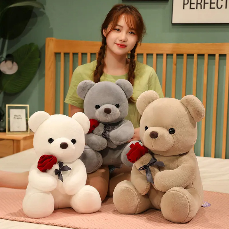 23-45cm New Lovely Hug Roses Teddy Bear Plush Pillow Stuffed Soft Animal Dolls Nice Birthday Gift Girlfriend Valentine's Day – Image 3