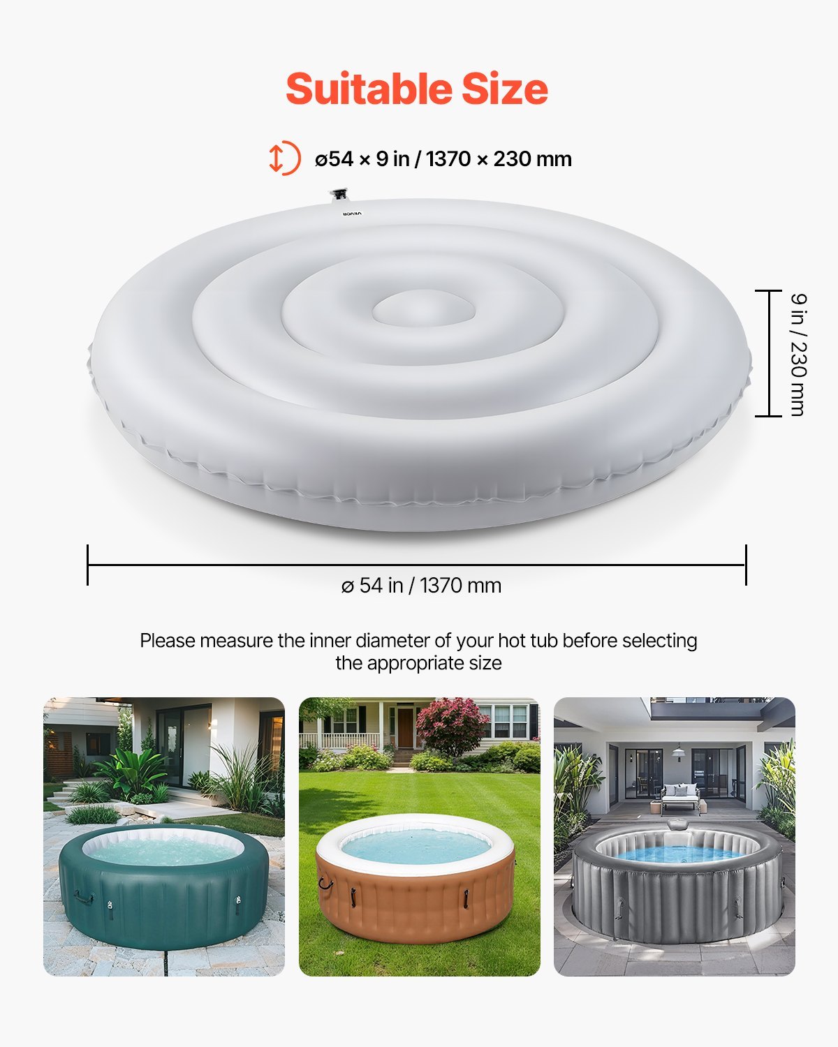 Inflatable Hot Tub Cover 4.5ft Round Lid Weatherproof And Waterproof White – Image 6