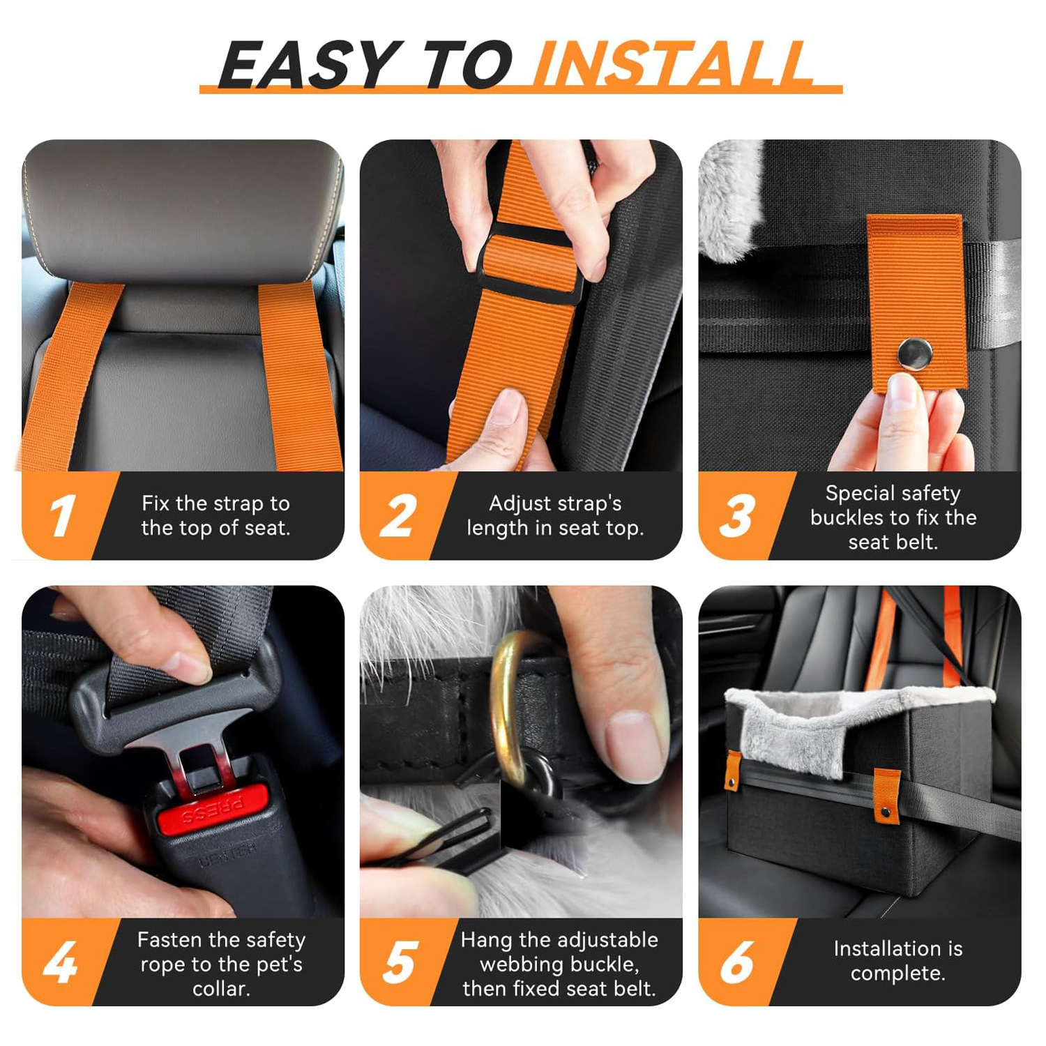Portable Small Dog Car Seat Dog Booster Seat For Car With Clip-On Safety Leash Perfect For Small Pets Pet Products – Image 6