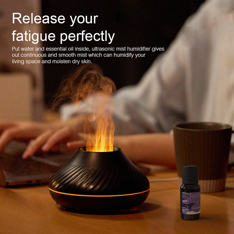 Newest RGB Flame Aroma Diffuser 130Ml 3d Colorful Flame Humidifier Fire Volcano Diffuser Flame – Image 4