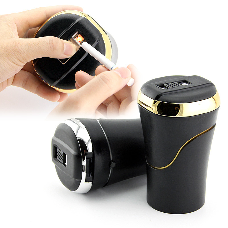 Push-pull Lighter Accessories Smokeless Detachable USB Rechargable Car Ashtray Home Portable Smell Proof With Lid LED Blue Light – Image 4