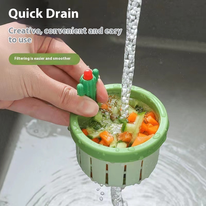 Cactus Sink Drain Strainer Press Automatic Dumping Basket Multi-functional Use Filter Net For Tub Kitchen Waste Collector Kitchen Gadgets – Image 8