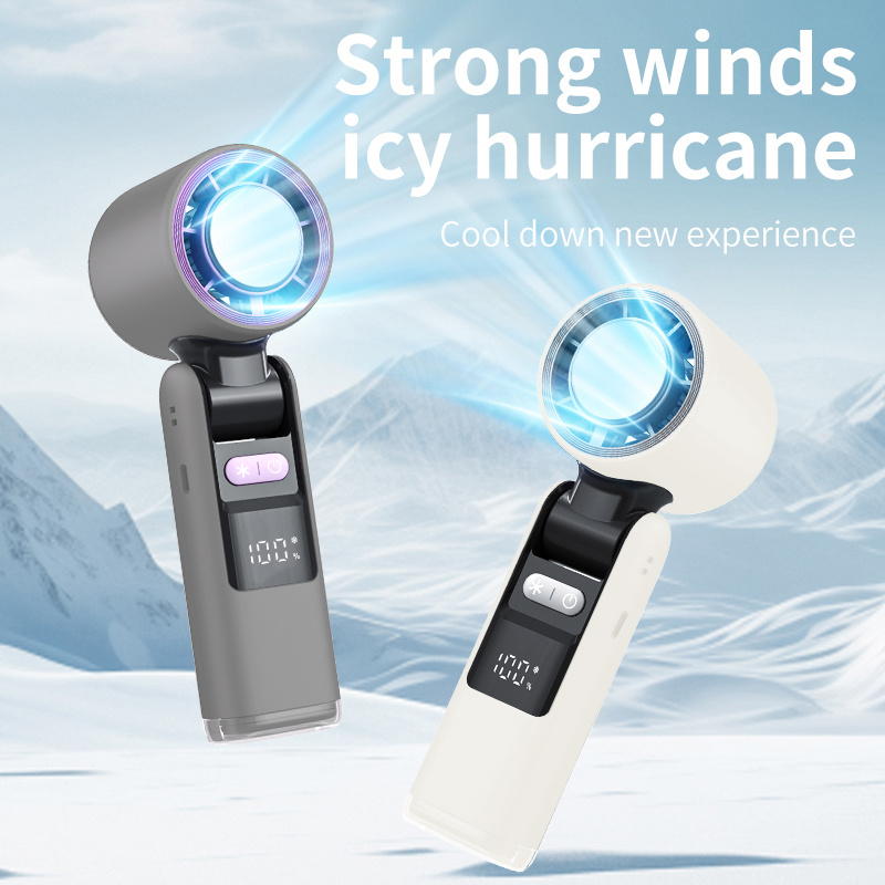 Portable Handheld Fan, Speed Adjustable Turbo Mini Fan, Reduced Temperature Mode, Rechargeable Digital Display Foldable Personal Fan With Night Light, Suitable For Women Men Outdoor – Image 4