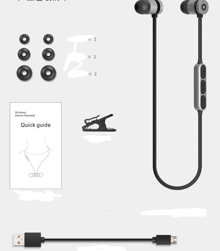 Metal magnetic sports Bluetooth headset wireless In-ear neck-mounted music headset gift – Image 7