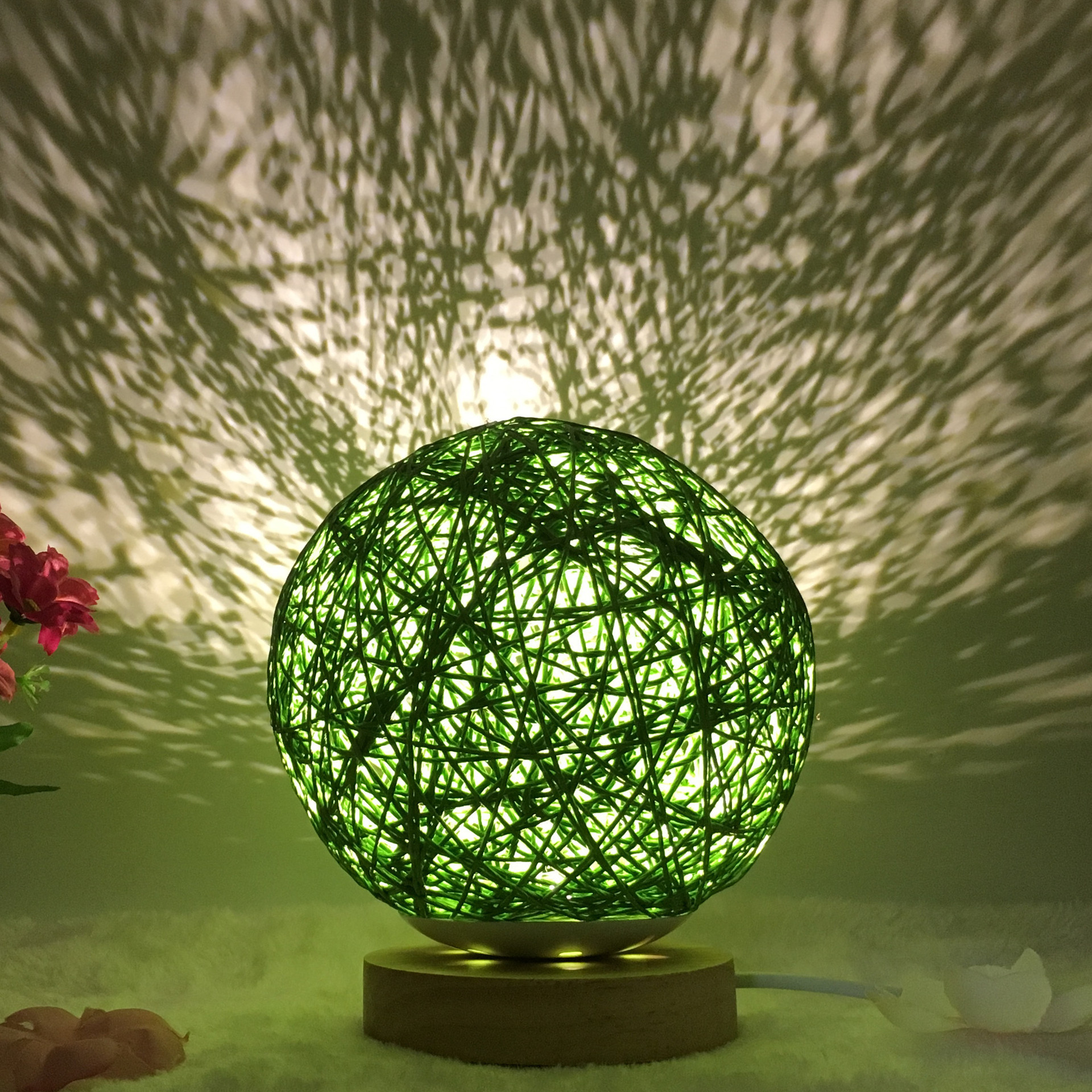 Amazon Hot Selling Creative Linen Table Lamp Novel and Unique LED Intelligent USB7 Color RGB16 Color Remote Control Rattan Ball Lamp – Image 10