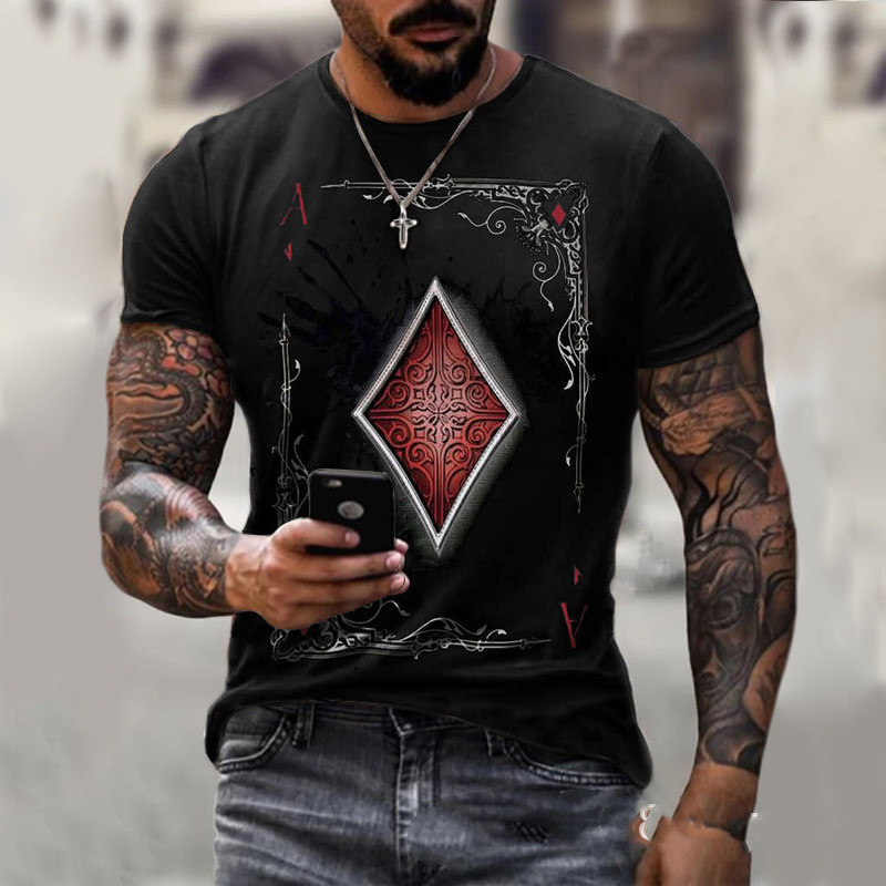 Playing Card Printing Men's T-Shirt Top – Image 3