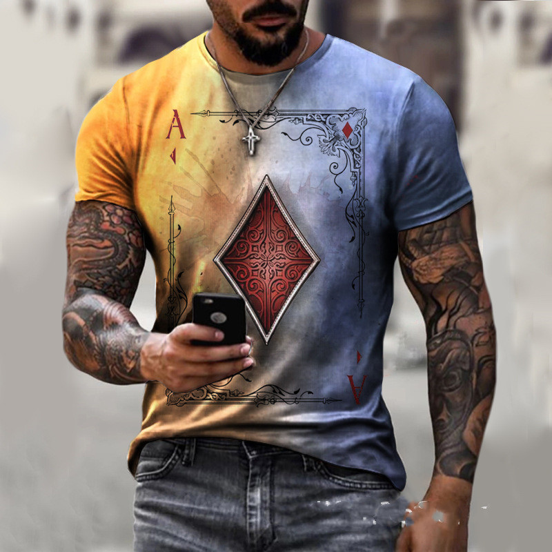 Playing Card Printing Men's T-Shirt Top – Image 2