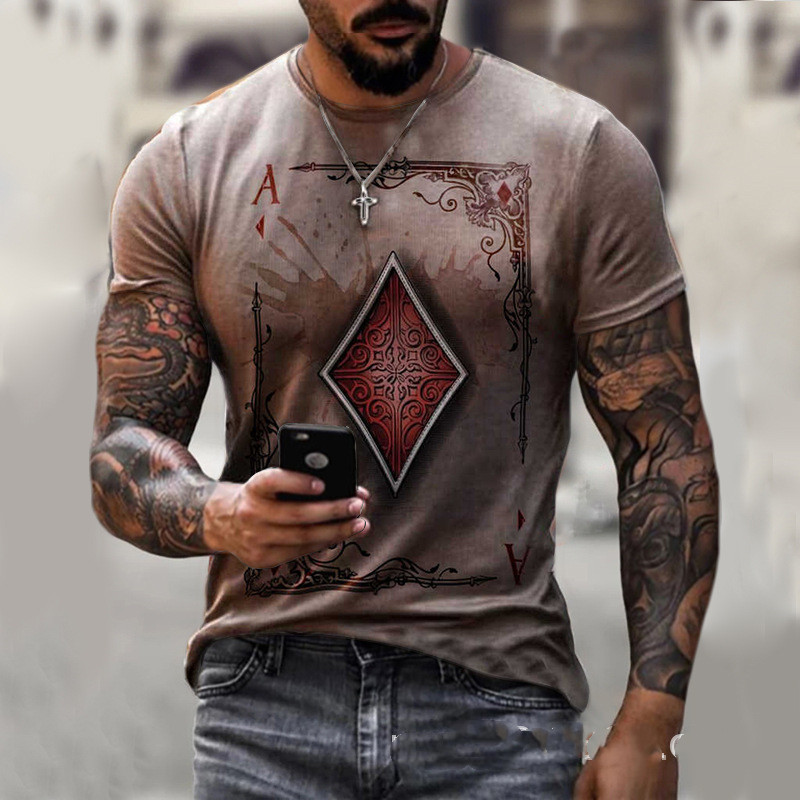 Playing Card Printing Men's T-Shirt Top – Image 5