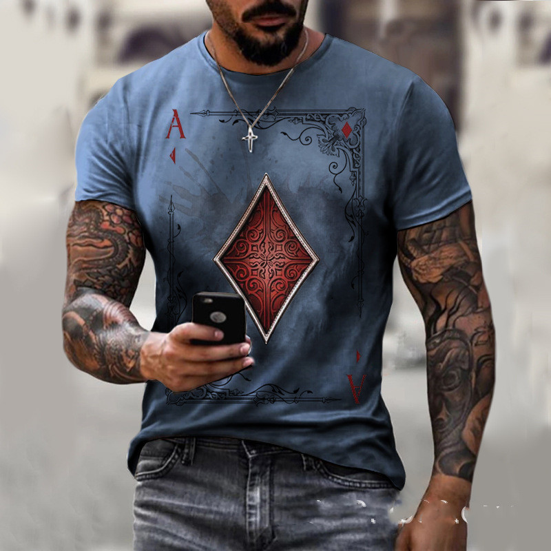 Playing Card Printing Men's T-Shirt Top – Image 4