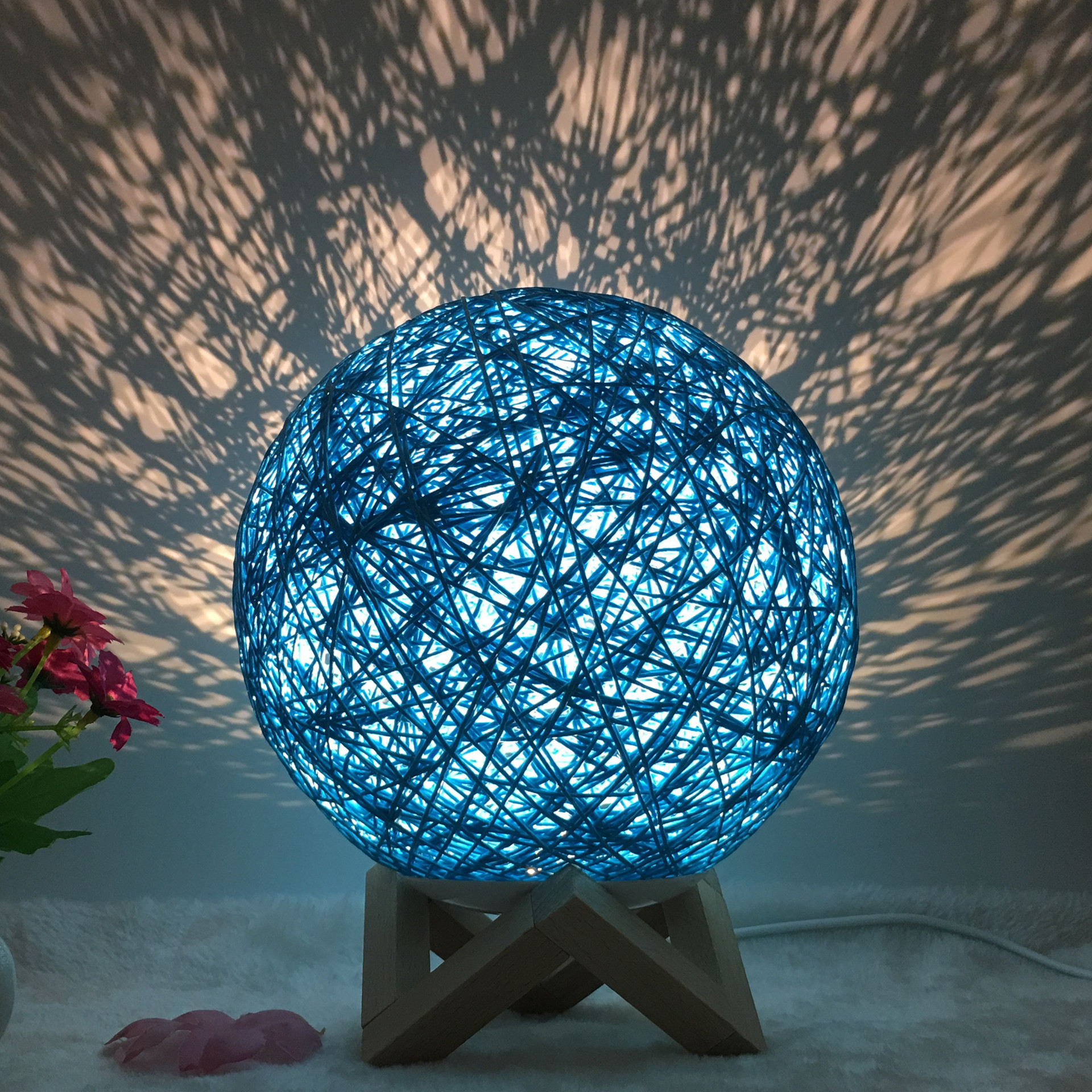 Amazon Hot Selling Creative Linen Table Lamp Novel and Unique LED Intelligent USB7 Color RGB16 Color Remote Control Rattan Ball Lamp – Image 9