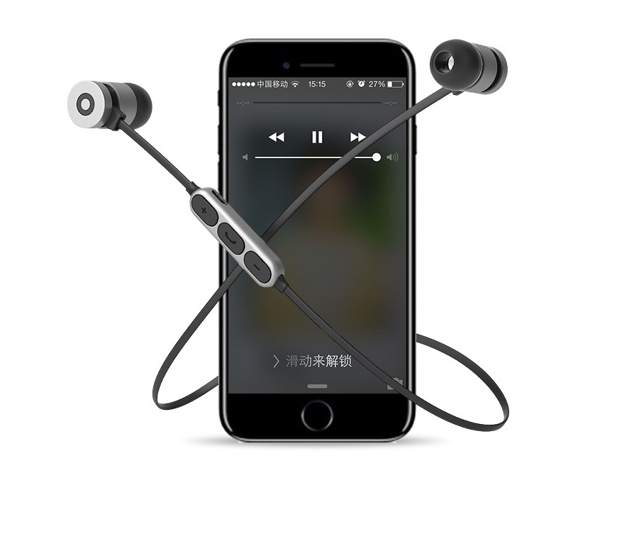 Metal magnetic sports Bluetooth headset wireless In-ear neck-mounted music headset gift – Image 4