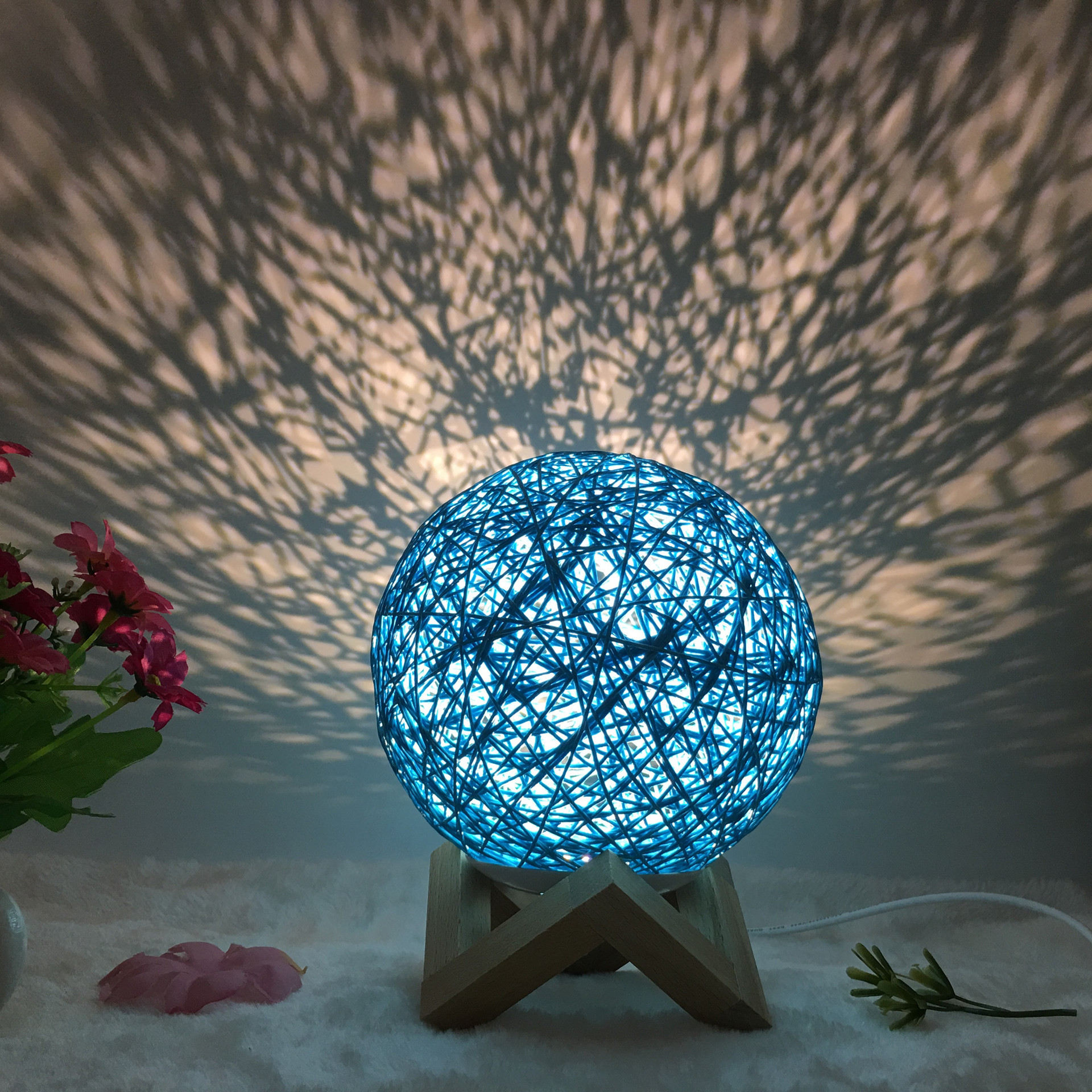 Amazon Hot Selling Creative Linen Table Lamp Novel and Unique LED Intelligent USB7 Color RGB16 Color Remote Control Rattan Ball Lamp – Image 7