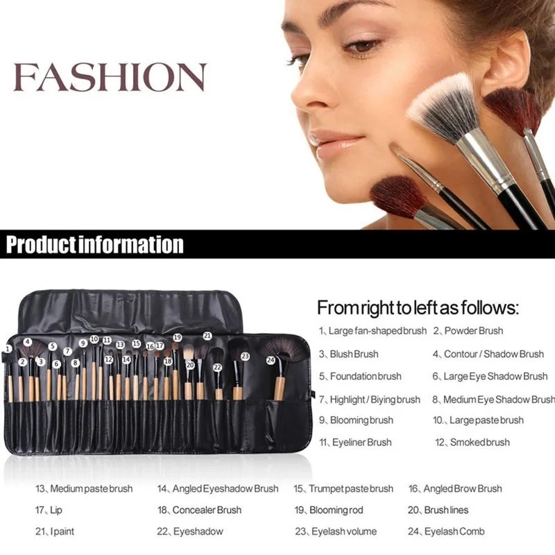 Gift Bag Of 24 Pcs Makeup Brush Sets Professional Cosmetics Brushes Eyebrow Powder Foundation Shadows Pinceaux Make Up Tools – Image 5